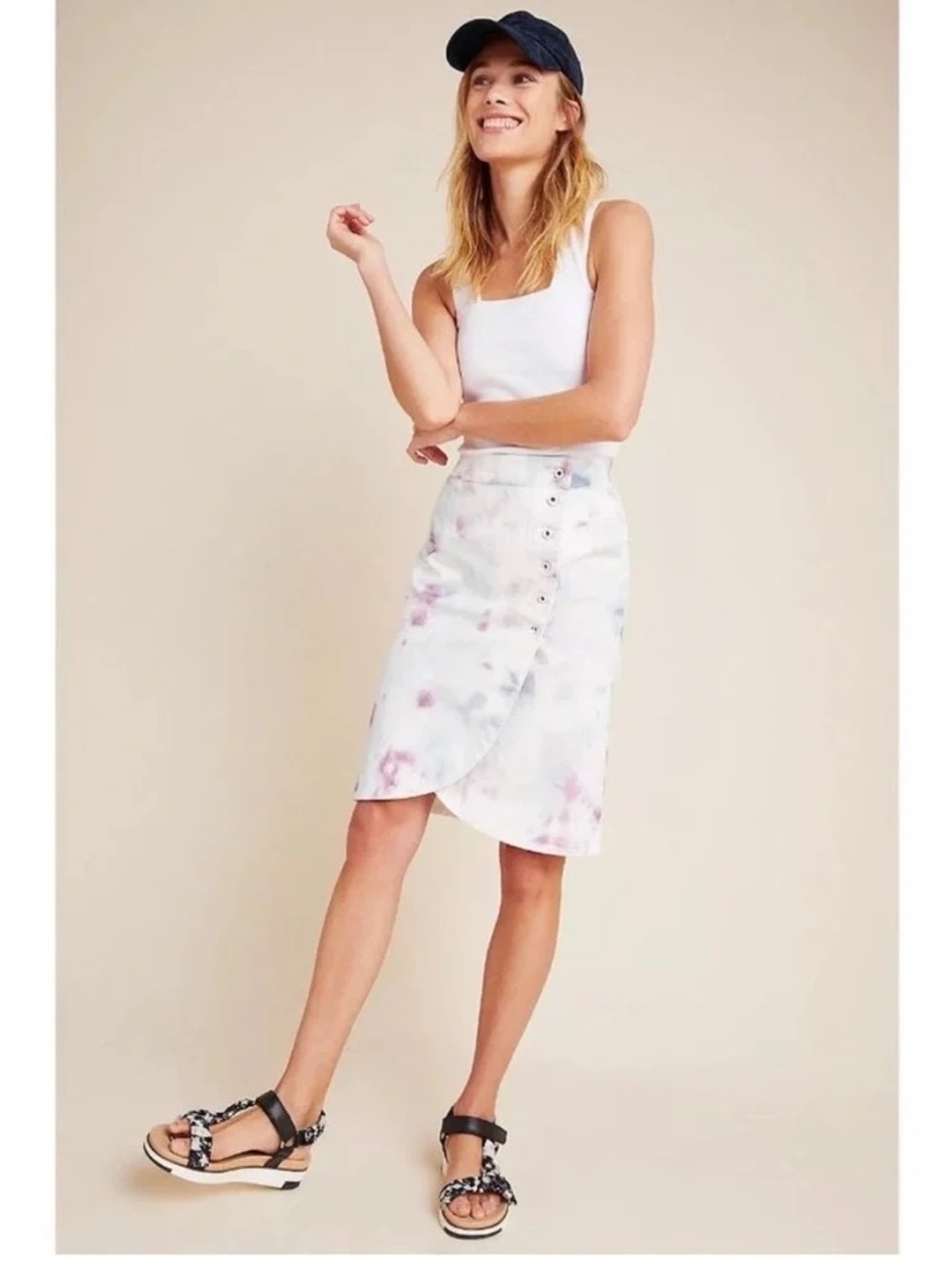 Anthropologie Pink and Purple Mini Pencil Skirt Wrap Style
